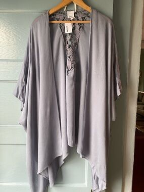 Sonoma Crochet-Detail Kimono Wrap in Periwinkle